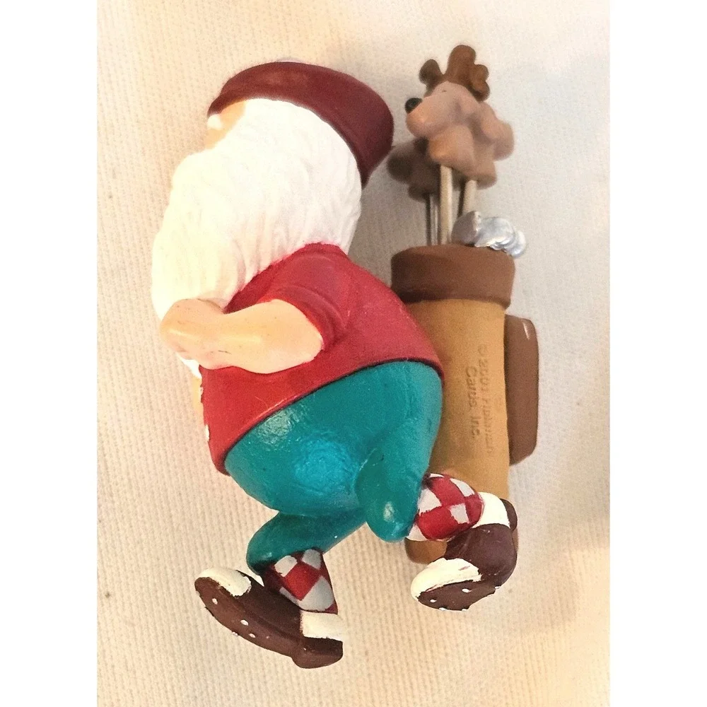 VTG 2001 Hallmark Golfing Santa Ornament Red Teal Keepsake Miniature Figurine